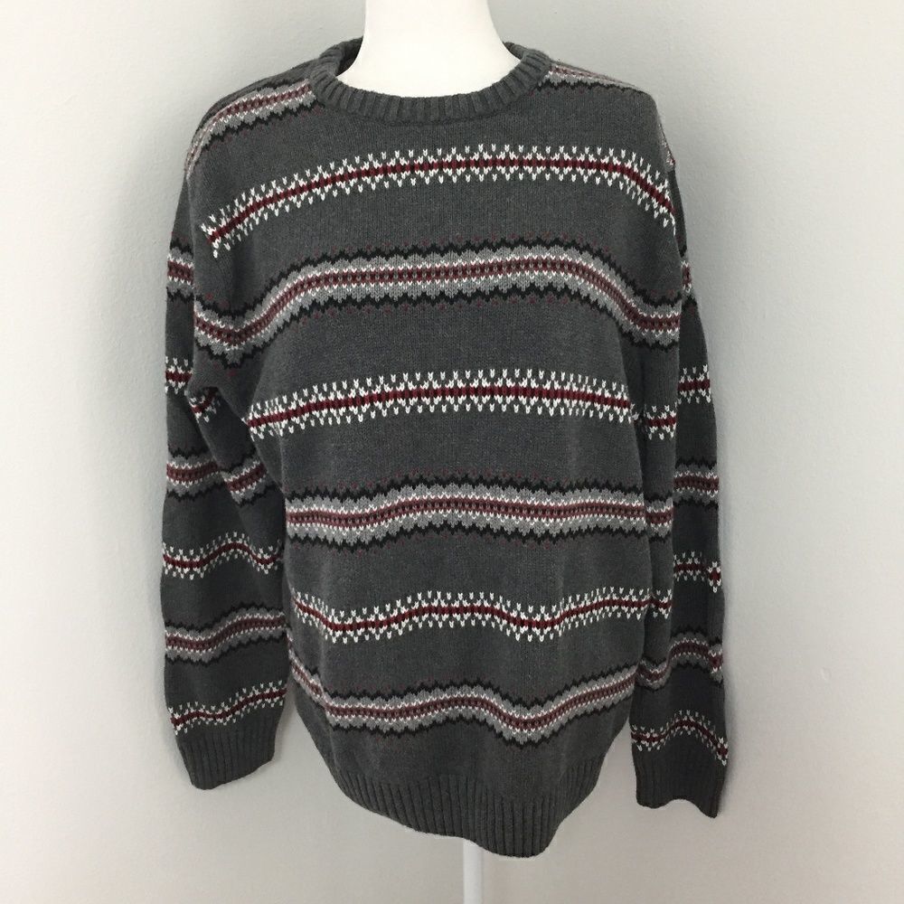 Chaps Gray Fair Isle Sweater